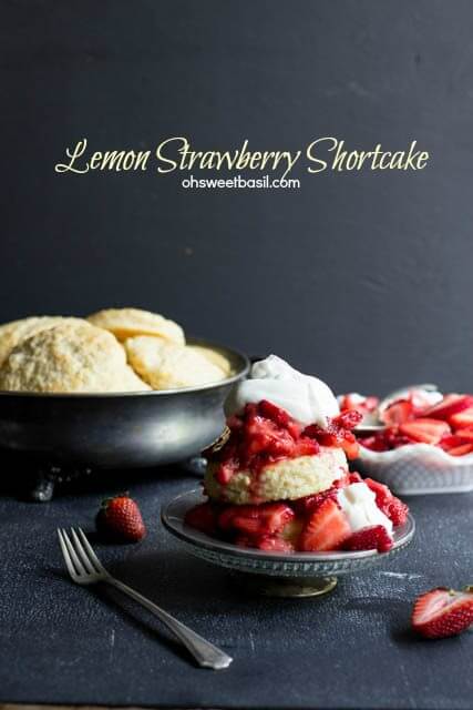 Tender shortcakes with a burst of lemon flavor, ripe strawberries and fresh whipped cream ohsweetbasil.com_-5
