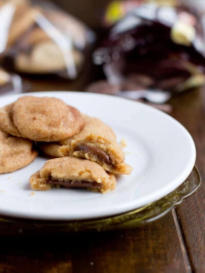 Peanut butter cookies with chocolate center ohsweetbasil.com