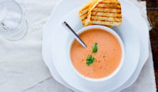 three cheese grilled cheese with cream of tomato soup ohsweetbasil.com