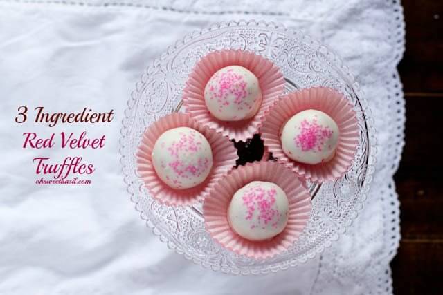 Red velvet  truffles with only three ingredients ohsweetbasil.com