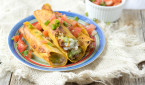 #7layerdip taquitos are stuffed with beans, sour cream, guacamole, and cheese and then fried to perfection and served with fresh pico. #marchmadness ohsweetbasil.com-7