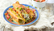 #7layerdip taquitos are stuffed with beans, sour cream, guacamole, and cheese and then fried to perfection and served with fresh pico. #marchmadness ohsweetbasil.com-7
