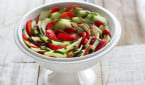 Strawberry Cucumber Salad with a light honey balsamic dressing that's perfect for warm summery nights ohsweetbasil.com