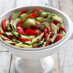 Strawberry Cucumber Salad with a light honey balsamic dressing that's perfect for warm summery nights ohsweetbasil.com