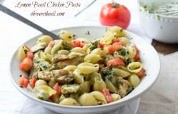 Quick and easy pasta that comes together in under 30 min with a lemon basil dressing and fresh tomatoes ohsweetbasil.com
