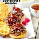 #driscolls Raspberry #BBQ Sliders with tender, juicy shredded beef served on delicious #Alexia Sweet Potato Rolls ohsweetbasil.com