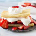 Sweet Balsamic Strawberries on buttery, flaky puff pastry and fresh whipped cream on top ohsweetbasil.com_-