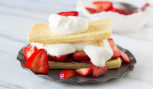 Sweet Balsamic Strawberries on buttery, flaky puff pastry and fresh whipped cream on top ohsweetbasil.com_-